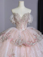 Ball Gown Sweet 16 Dress Off The Shoulder Pink Sweet 16 Dress