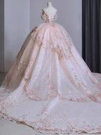 Ball Gown Sweet 16 Dress Off The Shoulder Pink Sweet 16 Dress