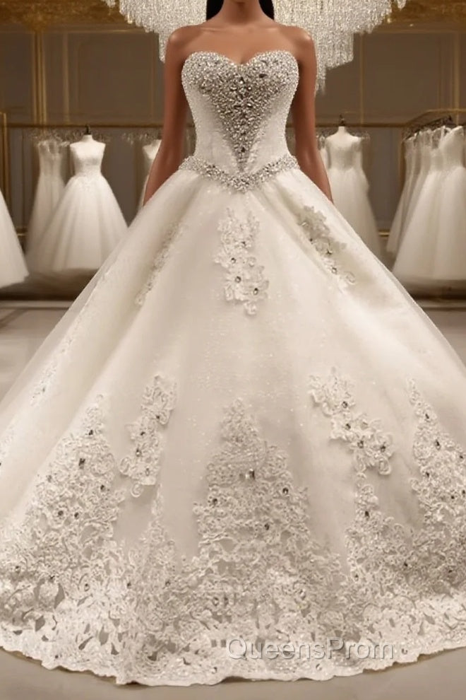 Ball Gown Sweetheart Cathedral Train Tulle Wedding Dress With Sequin Main image