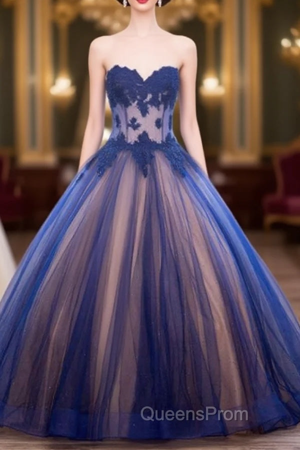 Ball Gown Sweetheart Long/Floor-Length Tulle Evening Prom Dress With Appliqued Main image