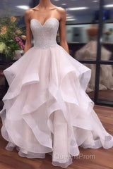 Ball Gown Sweetheart Organza Floor-length Beading Evening Prom Dress