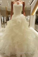 Ball-Gown Sweetheart Ruffles Court Train Organza Wedding Dress