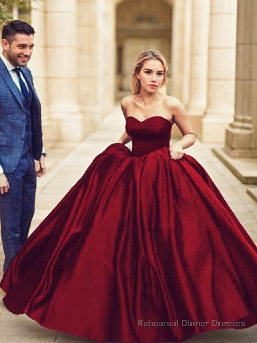 Ball Gown Sweetheart Sweep Train Satin Prom Dresses Main image