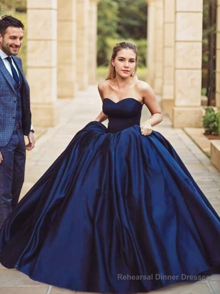 Ball Gown Sweetheart Sweep Train Satin Prom Dresses Secondary image