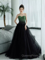 Ball Gown Sweetheart Tulle Black Evening Prom Dress Evening Dress
