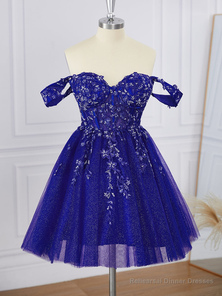 Ball-Gown Tulle Off-the-Shoulder Appliques Lace Corset Short/Mini Dress Main image