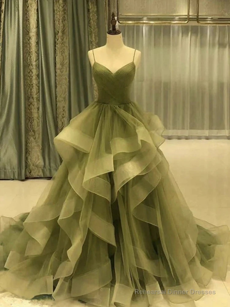 Ball Gown Tulle Ruffles Prom Dresses Spaghetti Straps Secondary image