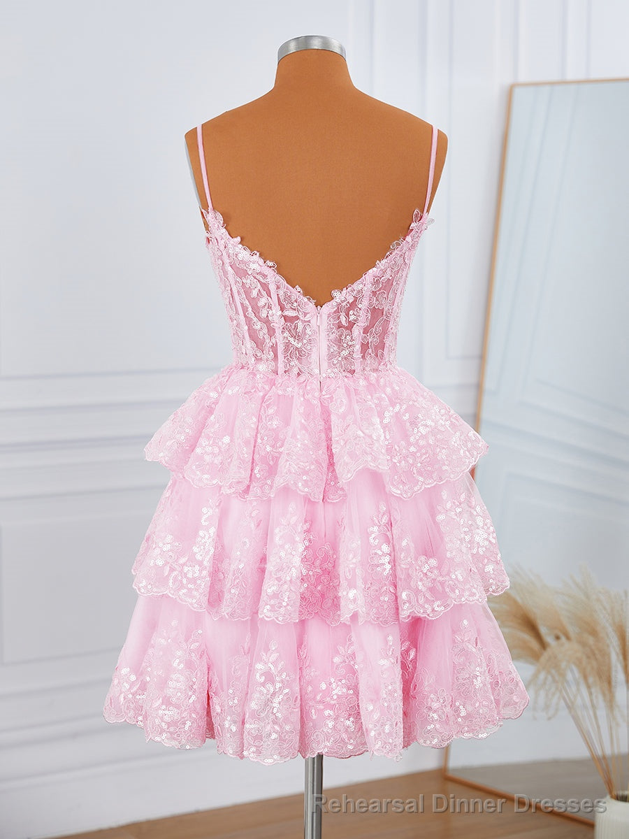 Ball-Gown Tulle V-neck Appliques Lace Corset Short/Mini Dress Secondary image