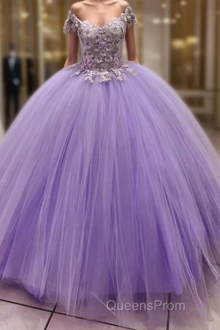 Ball Gown V Neck 3D Flowers Tulle Dress Main image