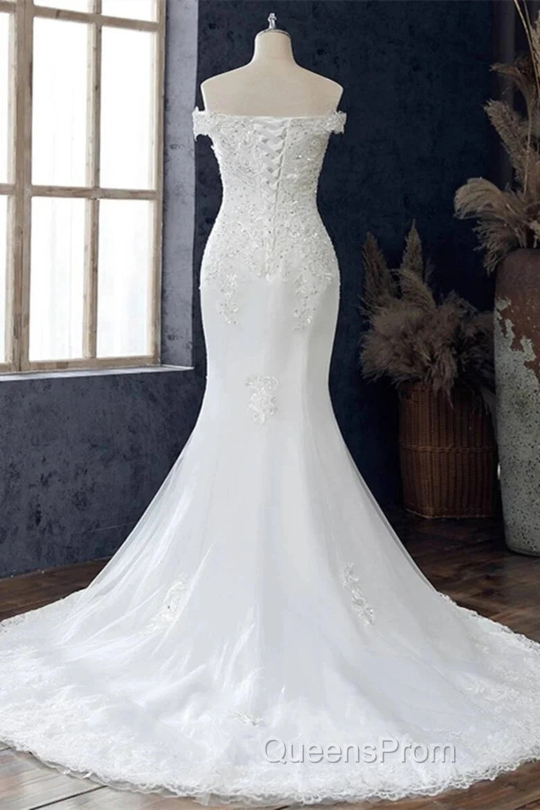 Beaded Embroidered Off-The-Shoulder Wedding Dress