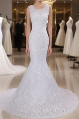 Beaded Lace Backless Mermaid Wedding Dress