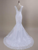 Beaded Lace Backless Mermaid Wedding Dress