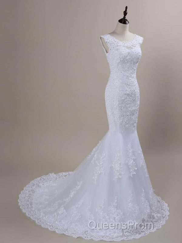 Beaded Lace Backless Mermaid Wedding Dress