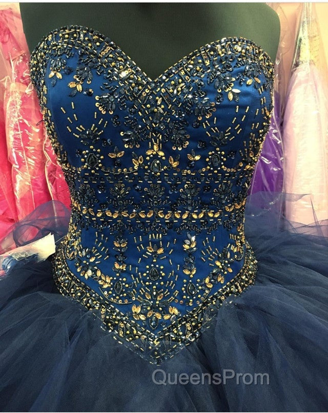 Beaded Sweetheart Organza Ruffle Snavy Blue Quinceanera Dress Ball Gowns Secondary image
