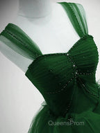 Beaded Tulle Off Shoulder Long Party Dress Tulle A-Line Evening Prom Dress Ball Gown Quinceanera Dress