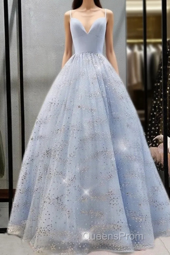 Beaded Tulle Evening Prom Dress Ball Gown Plunge Neck Main image