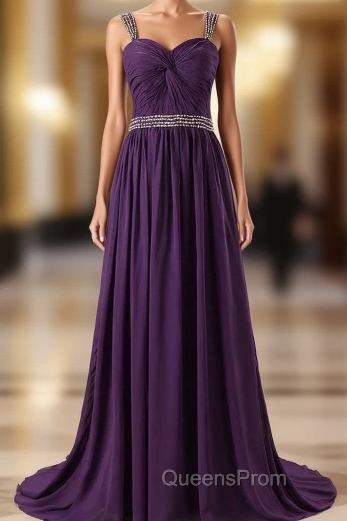 Beading A-line Chiffon Evening Prom Dress Sweetheart Evening Prom Dress
