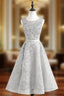 Beading Evening Party Gray O-neck Sleeveless Appliques