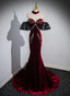 Beauiful Wine Red Off Shoulder Mermaid Long Classy Prom Dress, Wine Red Party Dress