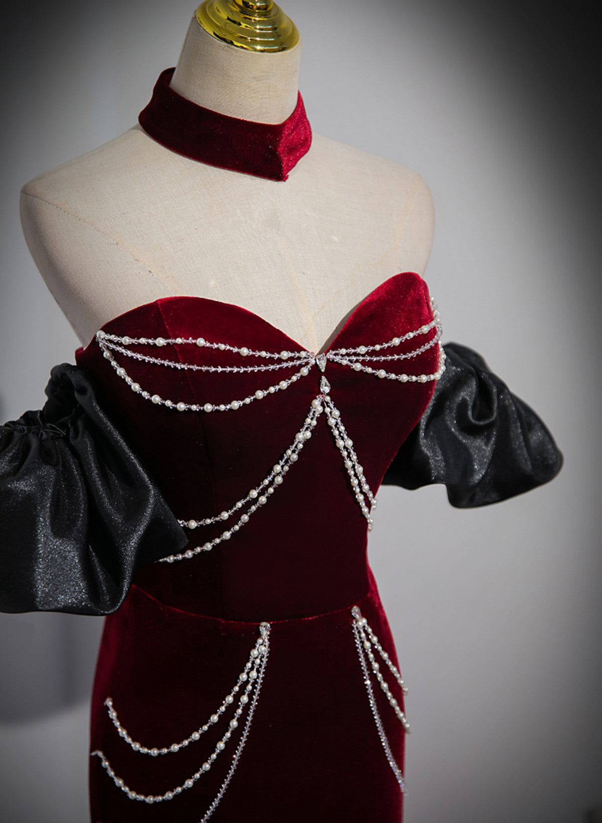 Beauiful Wine Red Off Shoulder Mermaid Long Classy Prom Dress, Wine Red Party Dress Secondary image