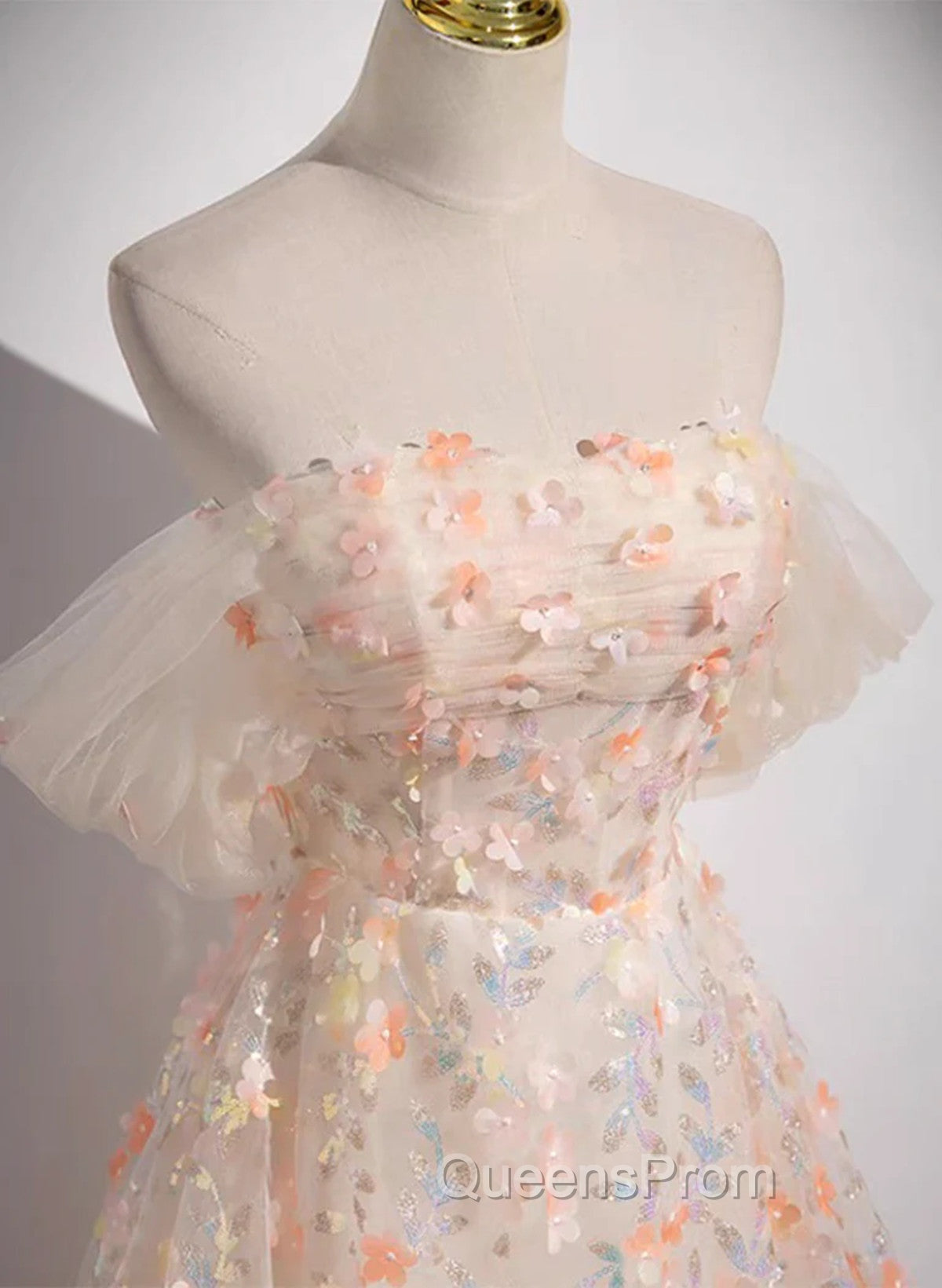 Beautiful A-Line Off Shoulder Flowers Lace Evening Dress, Long Evening Prom Dress Secondary image