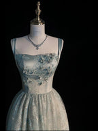 Beautiful A Line Sage Green Long Tulle Classy Prom Dress