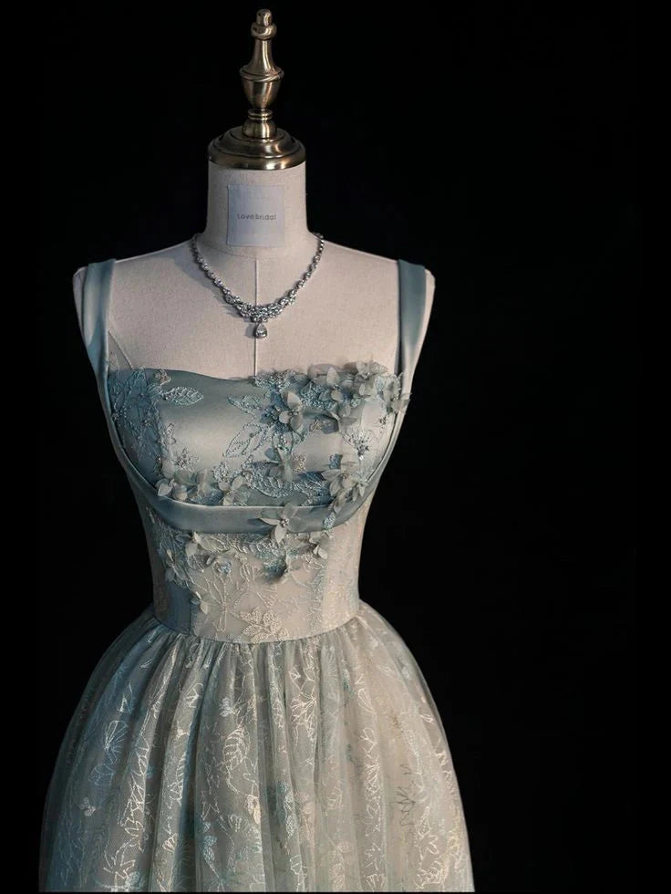 Beautiful A Line Sage Green Long Tulle Classy Prom Dress
