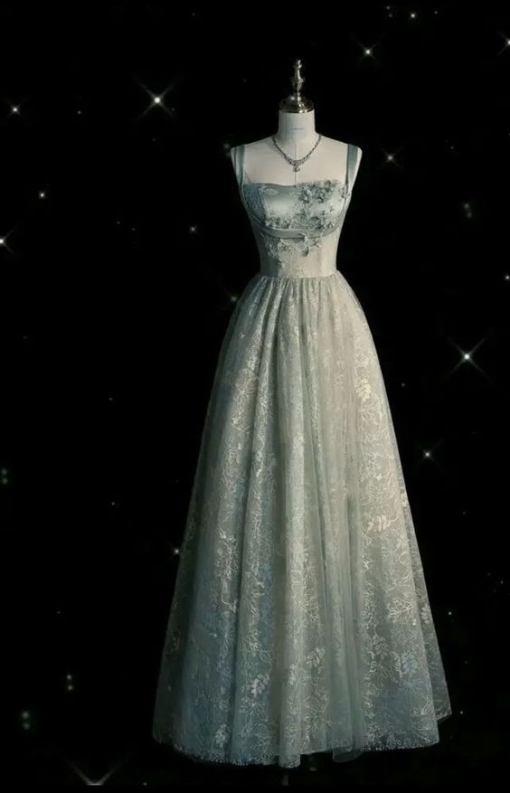 Beautiful A Line Sage Green Long Tulle Classy Prom Dress Main image