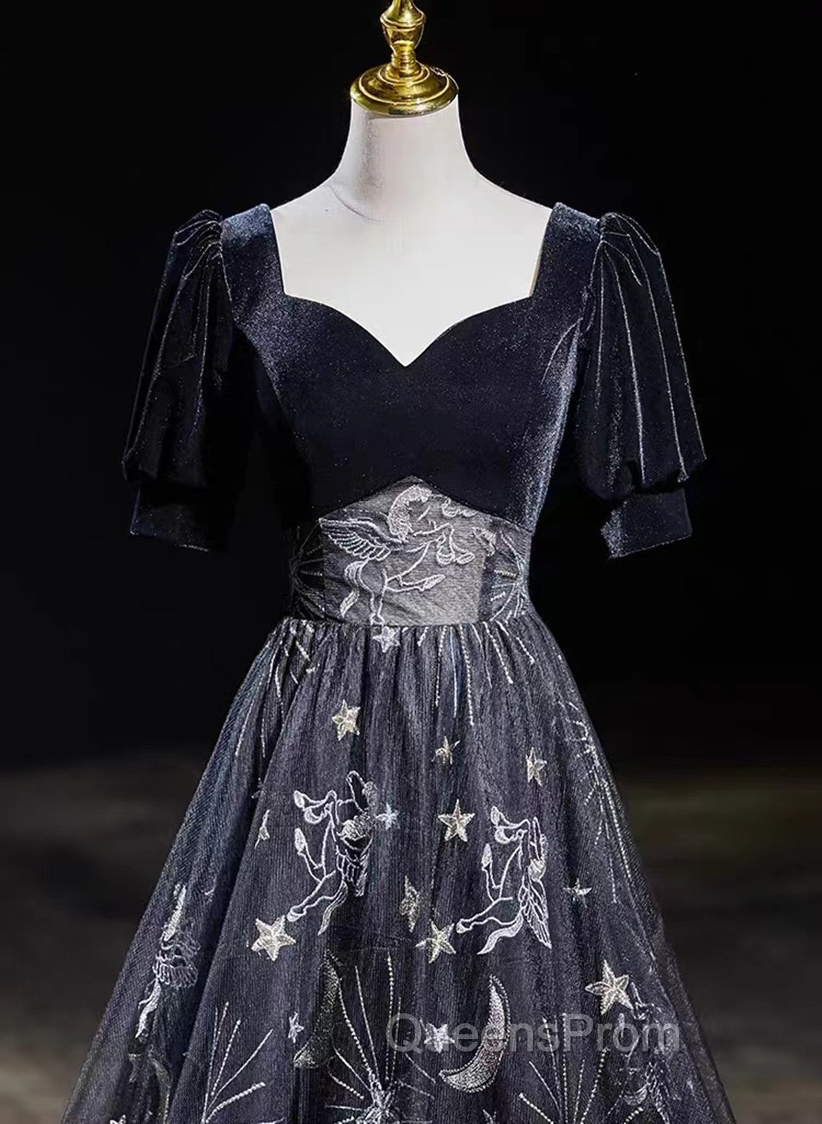 Beautiful A-line Simple Black Floor Length Party Dress, Black Long Evening Prom Dress Secondary image