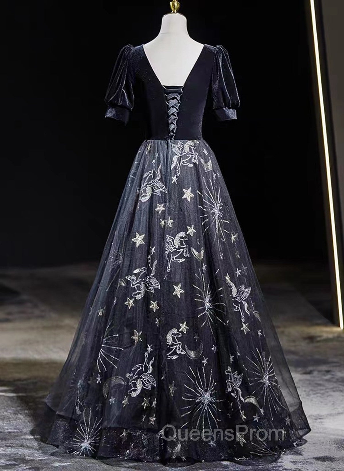 Beautiful A-line Simple Black Floor Length Party Dress, Black Long Evening Prom Dress