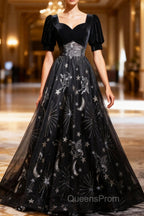 Beautiful A-line Simple Black Floor Length Party Dress, Black Long Evening Prom Dress