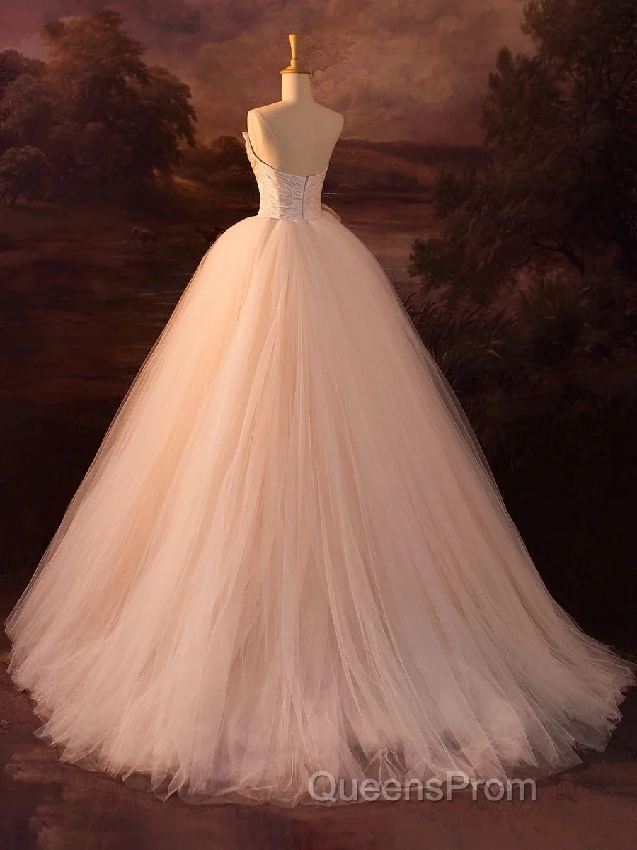 Beautiful A-Line Strapless Tulle Long Evening Prom Dress Evening Dress