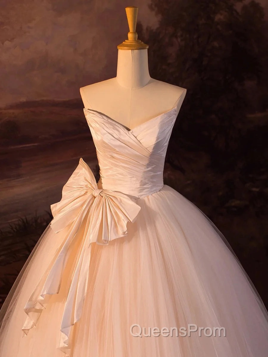 Beautiful A-Line Strapless Tulle Long Evening Prom Dress Evening Dress