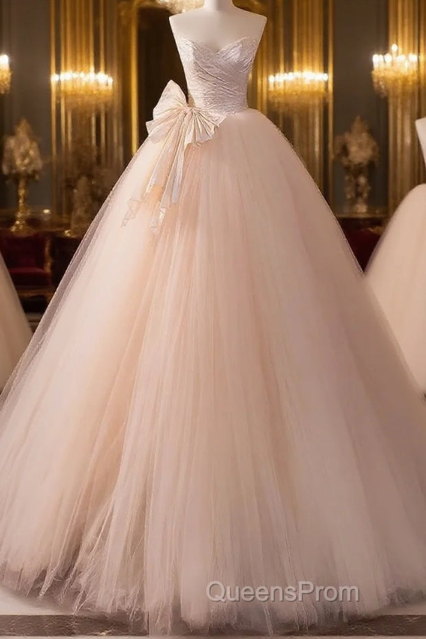 Beautiful A-Line Strapless Tulle Long Evening Prom Dress Evening Dress Main image
