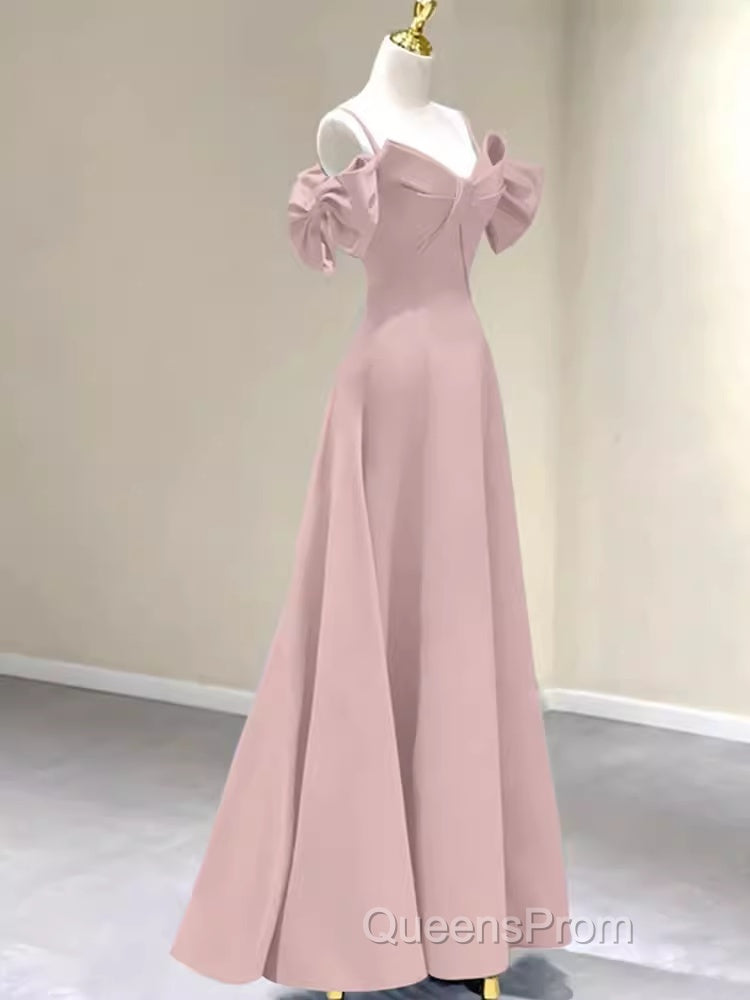 Beautiful A-Line Straps Pink Long Evening Prom Dress Secondary image