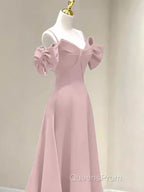 Beautiful A-Line Straps Pink Long Evening Prom Dress