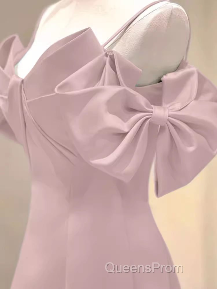 Beautiful A-Line Straps Pink Long Evening Prom Dress