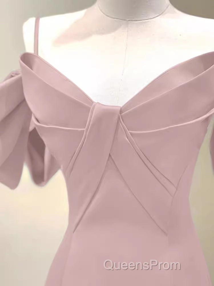 Beautiful A-Line Straps Pink Long Evening Prom Dress