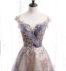 Beautiful A-Line Tulle With Lace Applique Party Dress, Tulle Long Evening Prom Dress