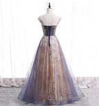 Beautiful A-Line Tulle With Lace Applique Party Dress, Tulle Long Evening Prom Dress
