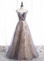 Beautiful A-Line Tulle With Lace Applique Party Dress, Tulle Long Classy Prom Dress