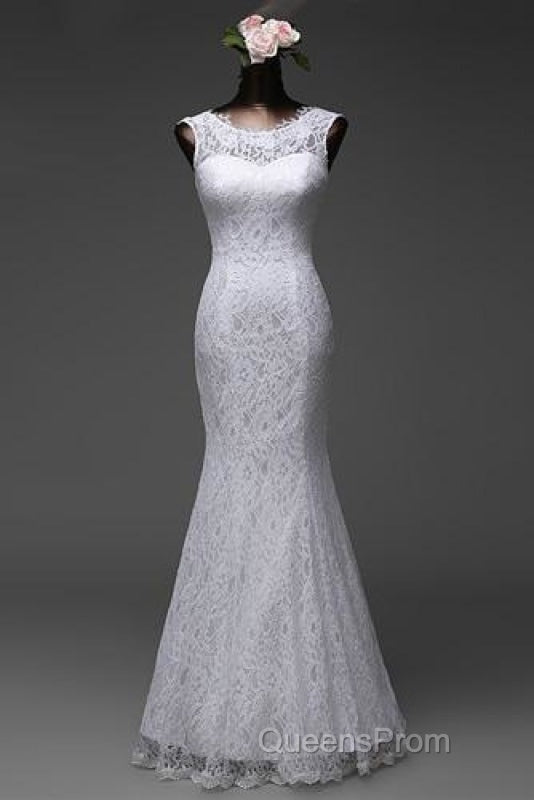 Beautiful Appliques Court Train Lace up Pure White Mermaid Wedding Dress Secondary image