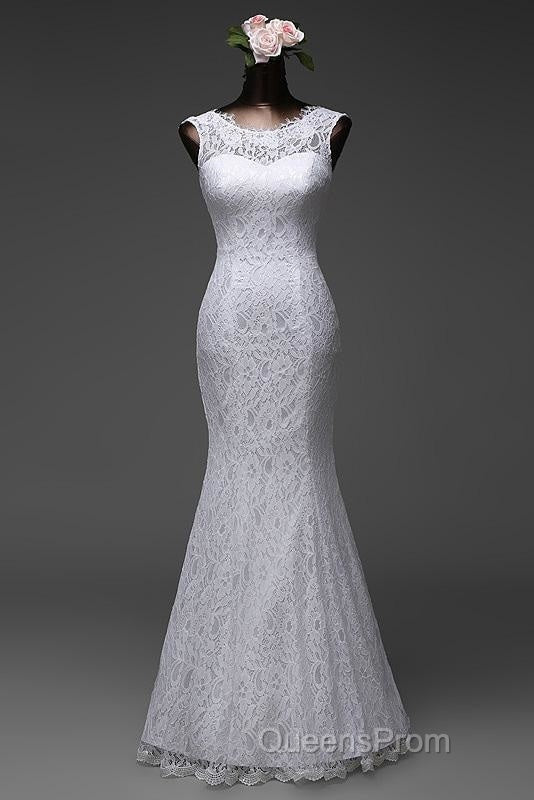 Beautiful Appliques Court Train Lace up Pure White Mermaid Wedding Dress