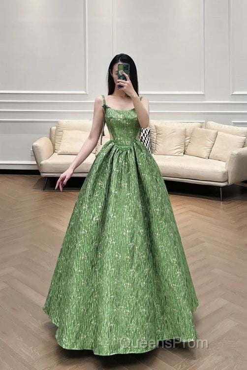 Beautiful Ball Gown Green Lace Evening Prom Gown Long Evening Prom Dress