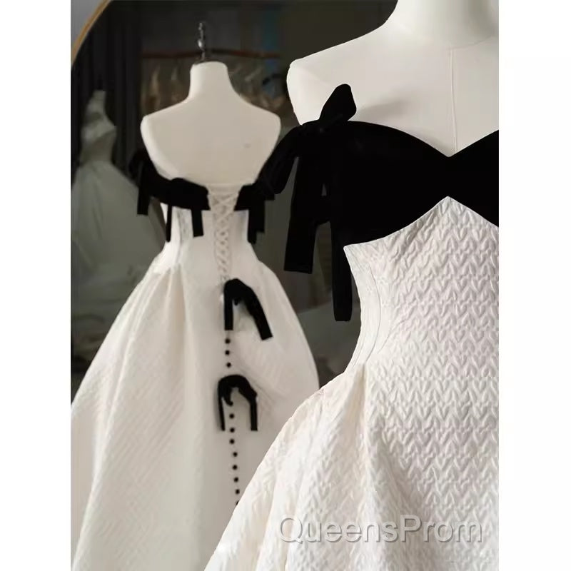 Beautiful Ball Gown Straps White Lace Long Evening Prom Dress Secondary image