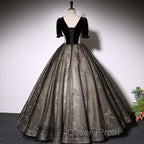 Beautiful Black Tulle Short Sleeves Long Party Dress Black Short Sleeves Evening Prom Dress Evening Prom Dress shops