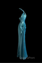 Beautiful Blue Halter Mermaid Backless Long Evening Prom Dress Gorgeous Evening Dress
