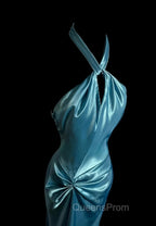 Beautiful Blue Halter Mermaid Backless Long Evening Prom Dress Gorgeous Evening Dress