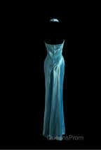 Beautiful Blue Halter Mermaid Backless Long Evening Prom Dress Gorgeous Evening Dress