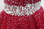 Beautiful Burgundy Long Tulle Off Shoulder Classy Prom Dress , Junior Classy Prom Dress